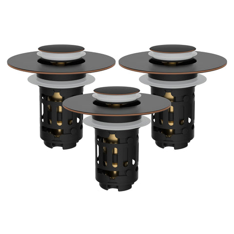 Hibbent 3-in-1 sink drain strainer in oil-rubbed bronze with compact design