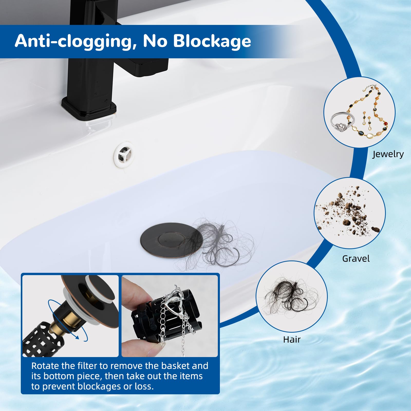 Hibbent dual-layer basket captures hair and debris for easier cleaning