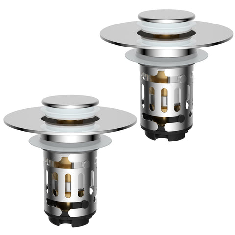 Hibbent 3-in-1 chrome sink drain strainer shows overall design and versatility for sinks