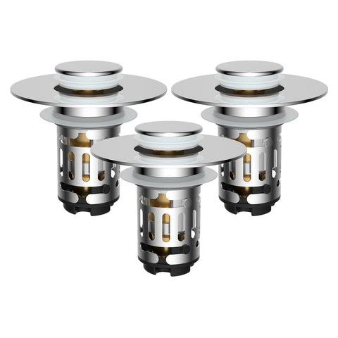Hibbent 3-in-1 drain strainer with pop-up mechanism for quick mode changes.