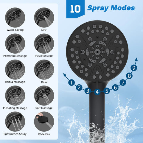 Hibbent 4-way diverter for easy switching between spray modes and pause.