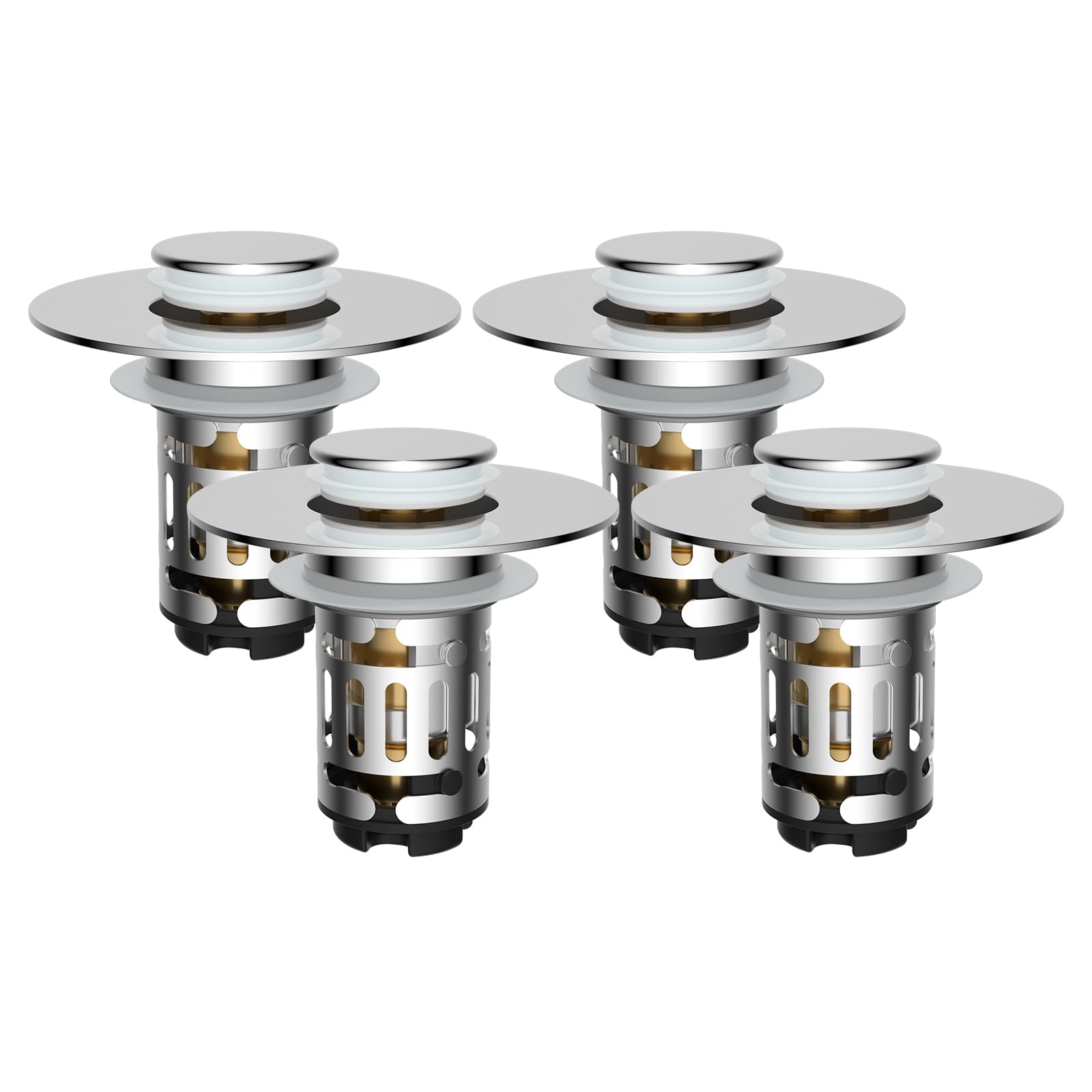 Hibbent 4-pack upgraded 3-in-1 drain strainer with universal fit for reliable filtration.