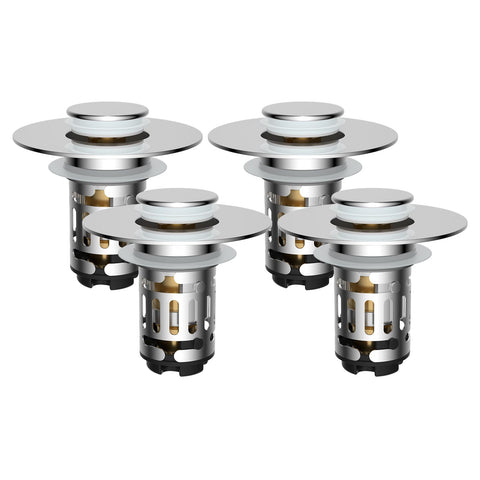 Hibbent 4-pack upgraded 3-in-1 drain strainer with universal fit for reliable filtration.