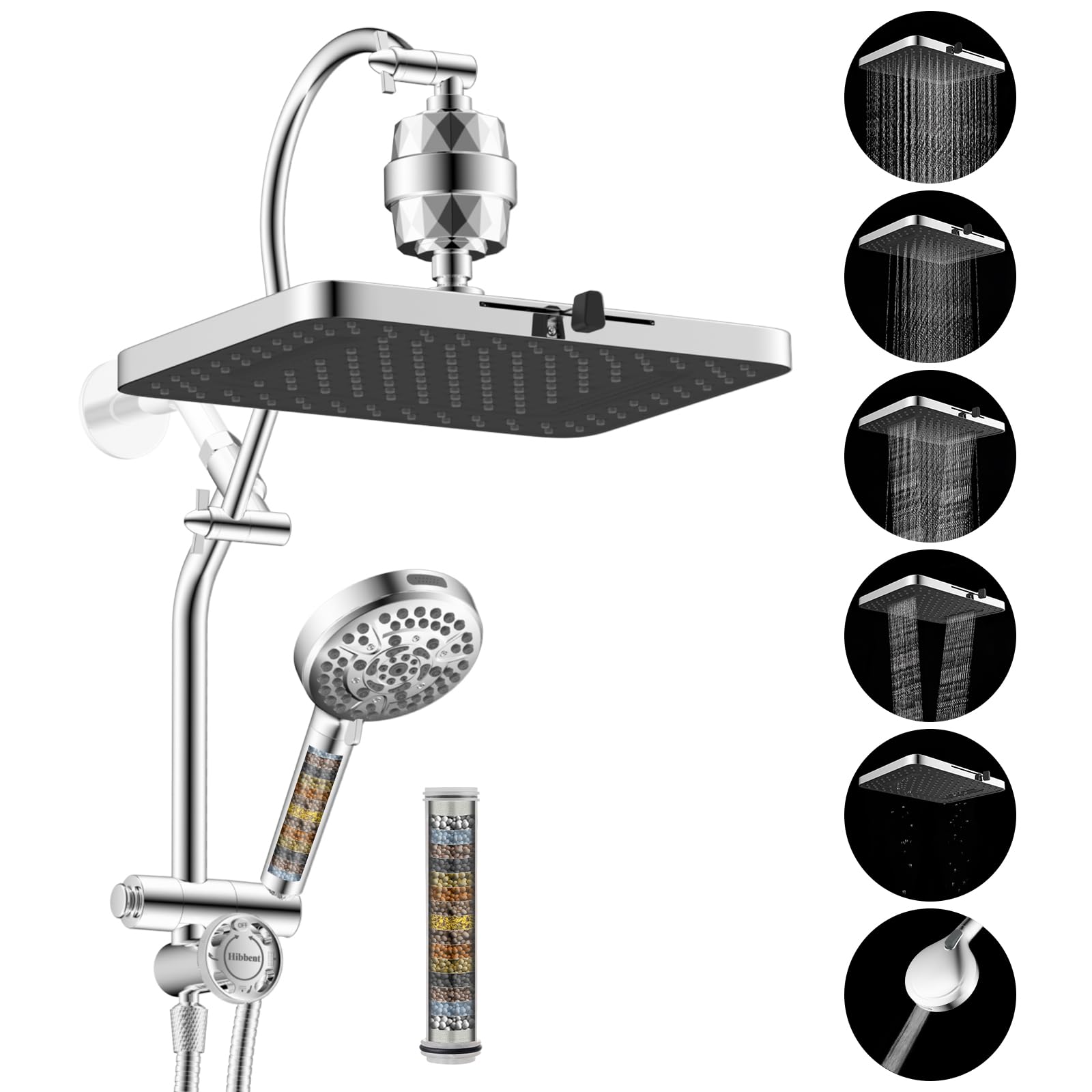 Hibbent 13-inch rainfall shower head delivers wide coverage for a spa-like shower.