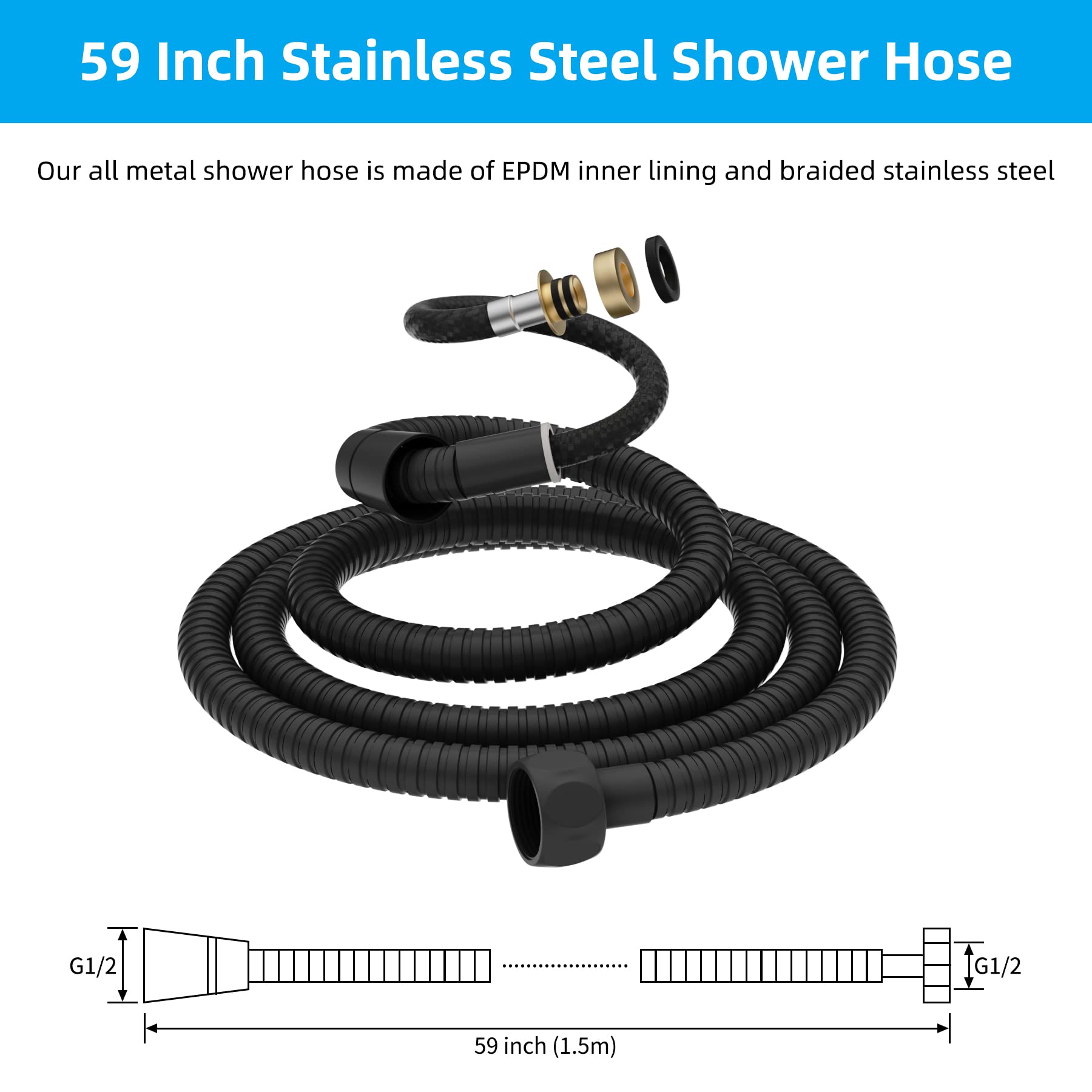 Hibbent 59-inch handheld hose extends reach for child or pet rinsing