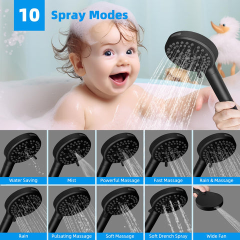Hibbent 71-inch hose increases reach for flexible shower setup and easier cleaning.