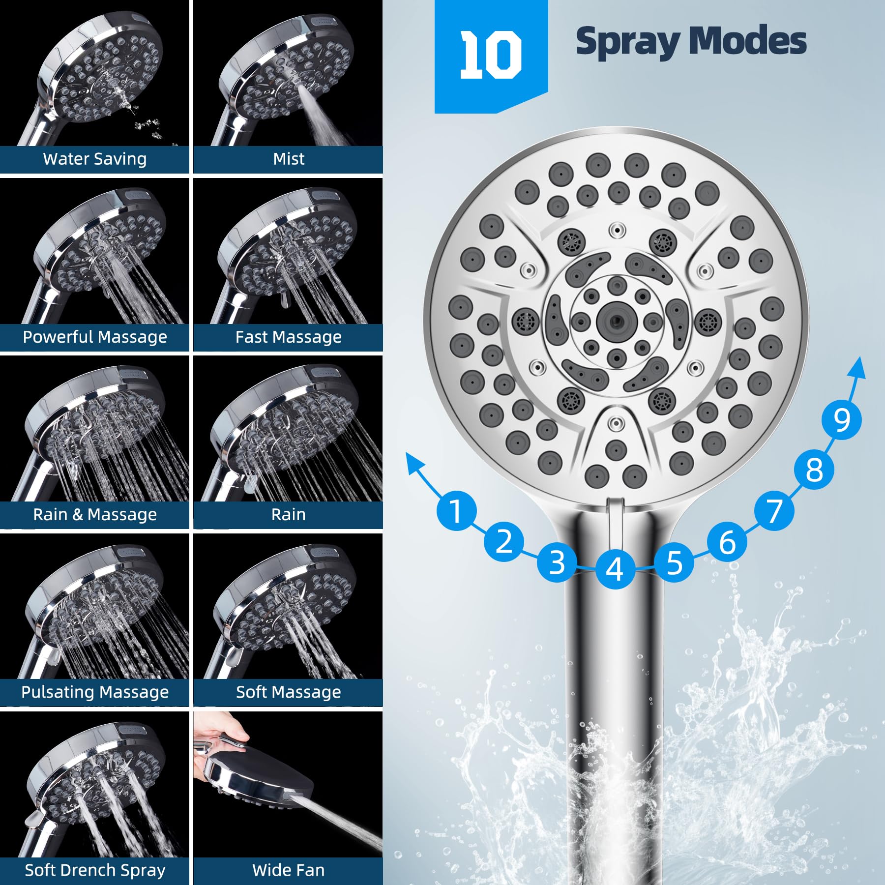 Hibbent adhesive shower head holder for quick, drill-free placement.