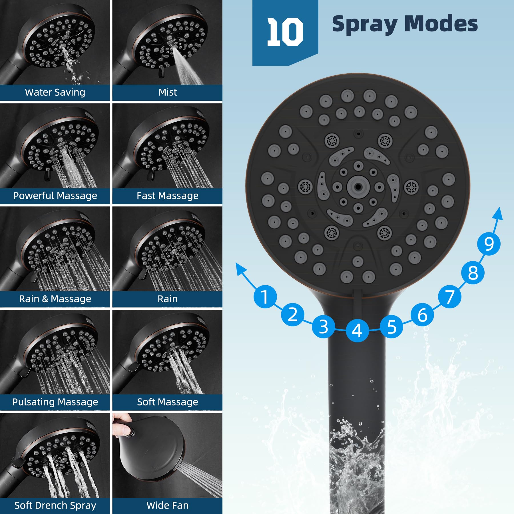 Hibbent adhesive shower head holder secures head neatly