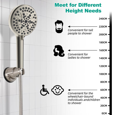 Hibbent adjustable wall mount height for personalized shower comfort