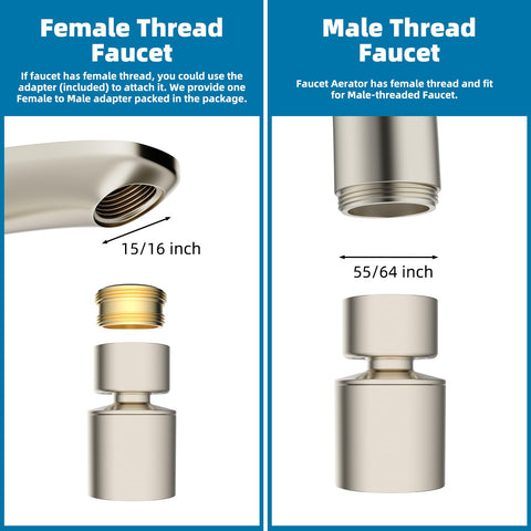 Hibbent aerator 360 swivel brass joint provides wide sink reach.