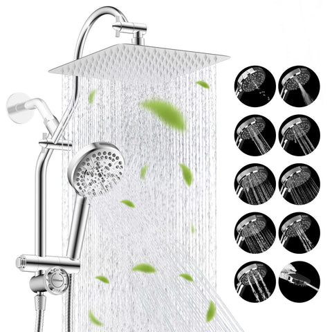 Hibbent all-metal 10-inch rainfall showerhead offers durable rust-resistant performance.