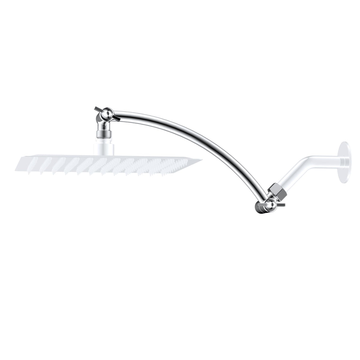Hibbent all metal 10-inch shower arm extension shows durable brass construction for adjustable height.