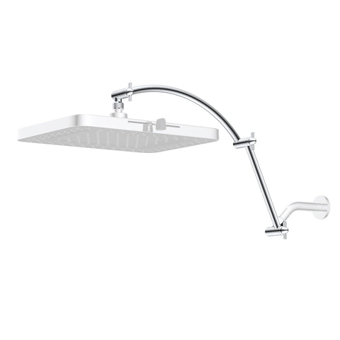 Hibbent all-metal 20-inch shower arm full view with extended length for tall bathrooms