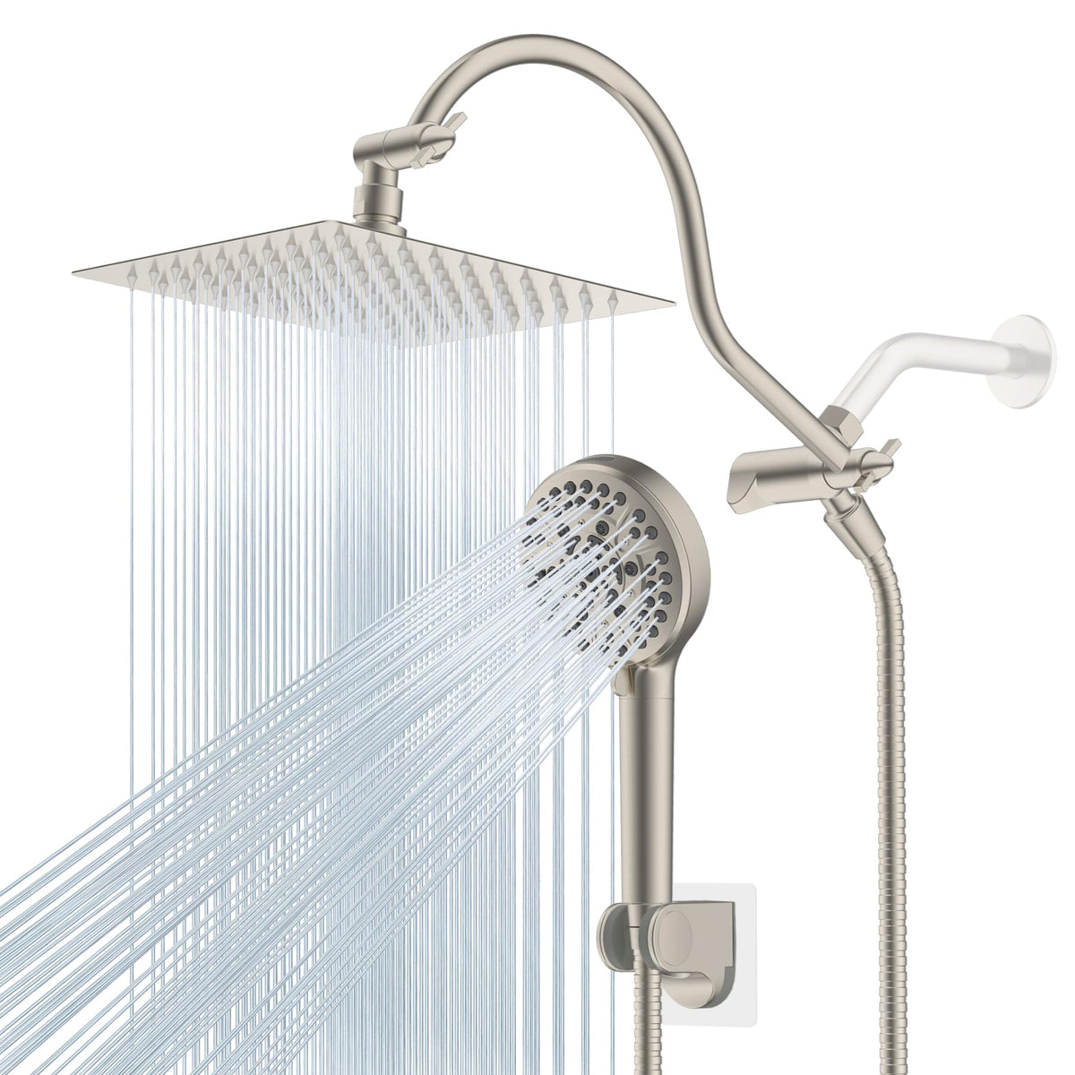 Hibbent 8 inch rainfall head in SUS304 stainless steel for a spa-like shower