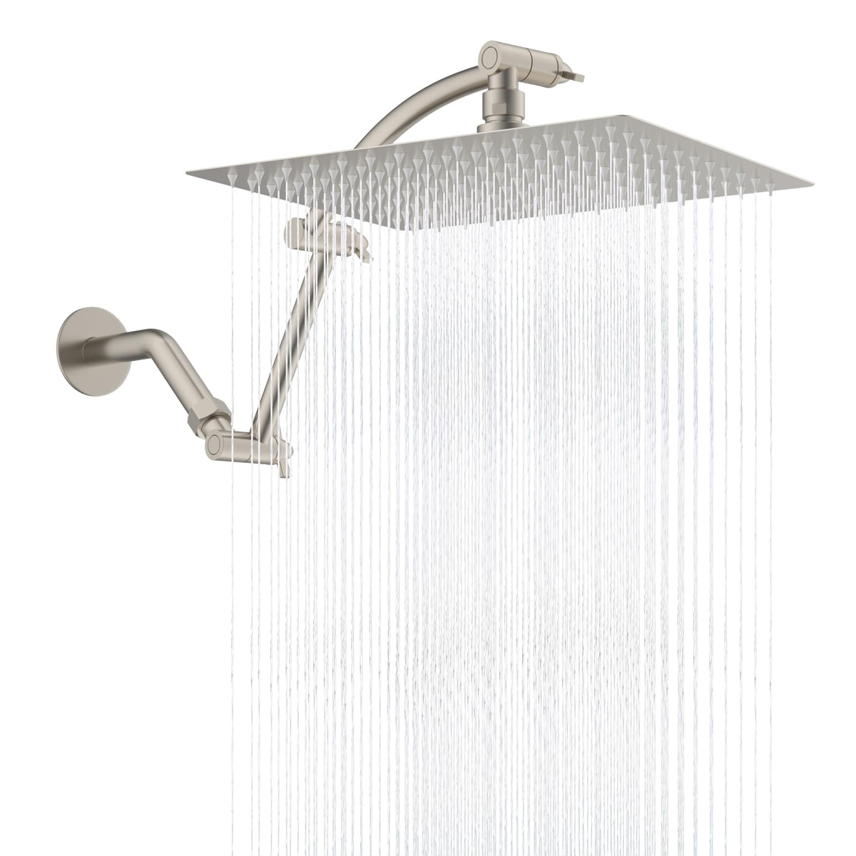 Hibbent all metal cUPC rain shower head delivers powerful spray in brushed nickel.