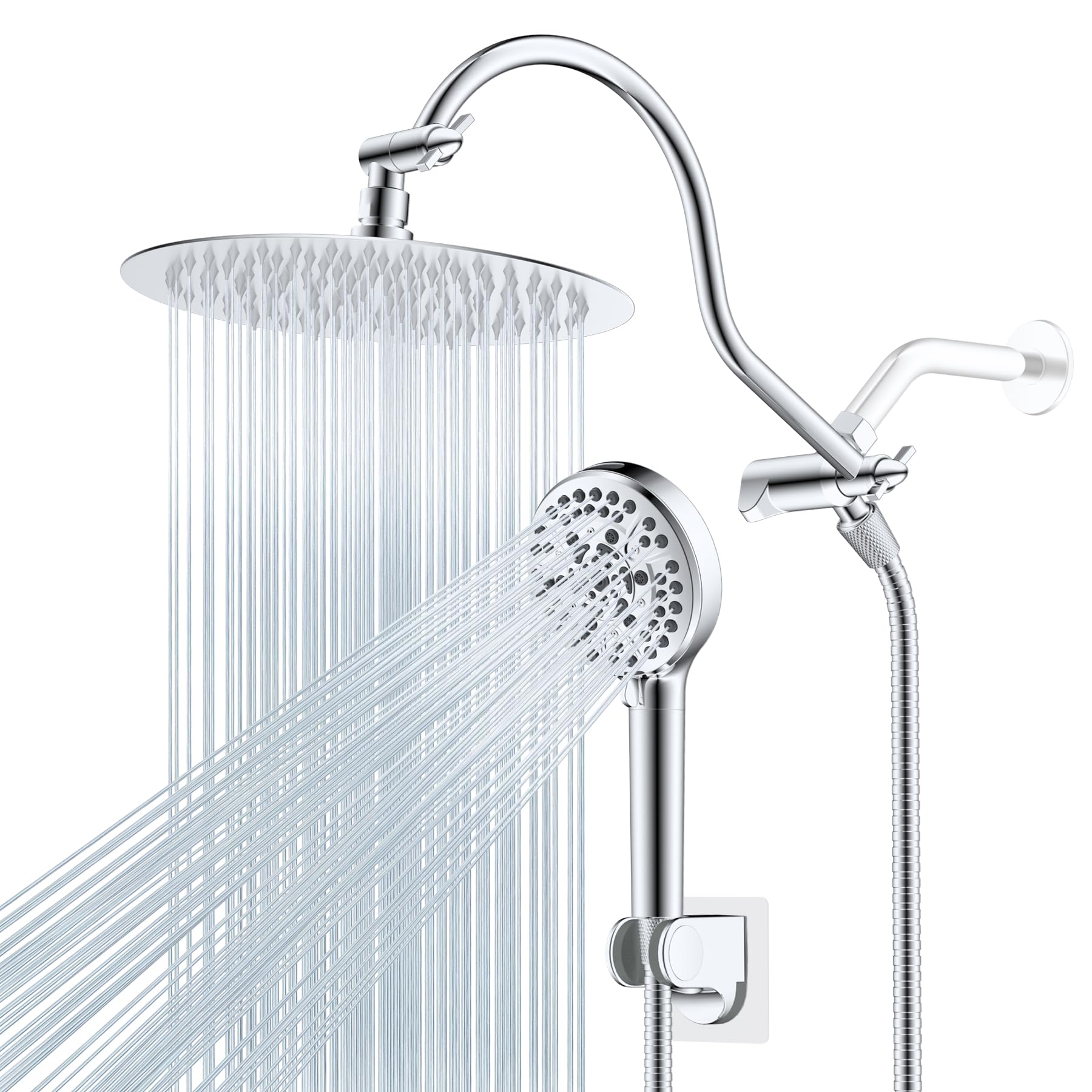 Hibbent all-metal CUPC rainfall head in chrome finish for durable daily showers.