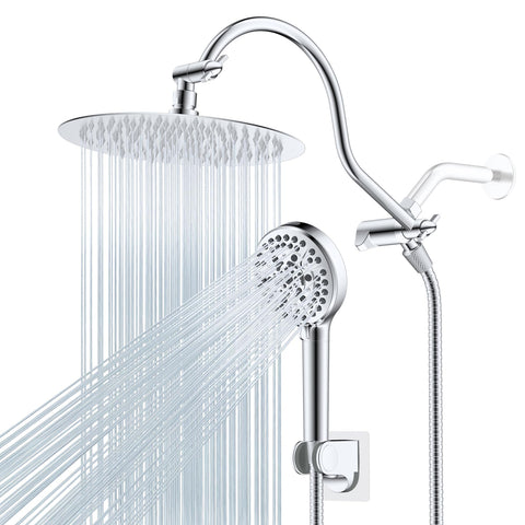 Hibbent all-metal CUPC rainfall head in chrome finish for durable daily showers.