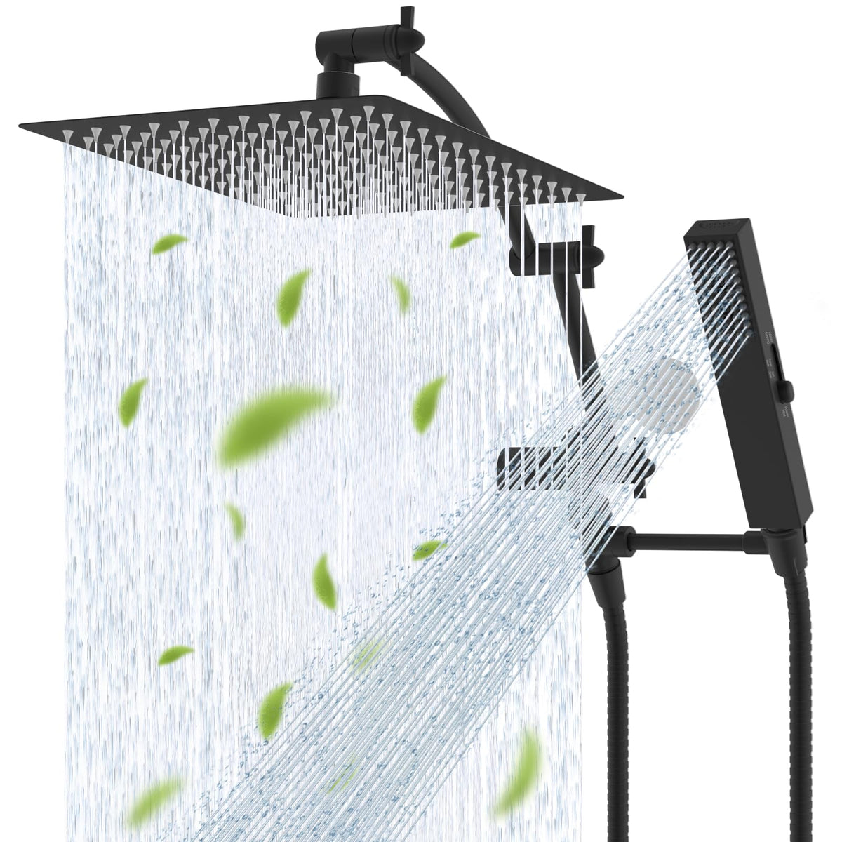 Hibbent all-metal CUPC 12inch rainfall showerhead in matte black offers rust resistance and premium performance.