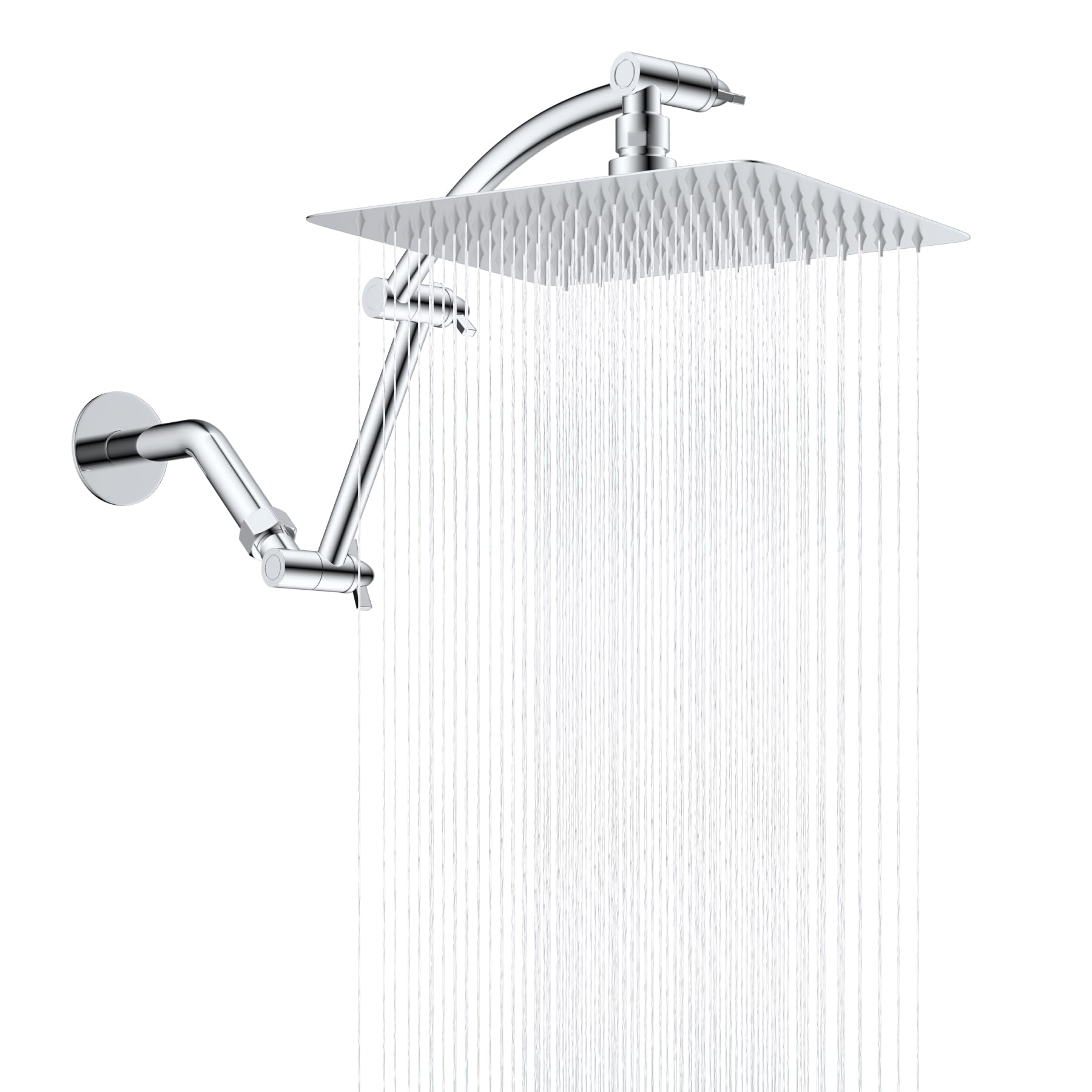 Hibbent all-metal cUPC rain shower head with 10-inch spray for powerful full-coverage showers.