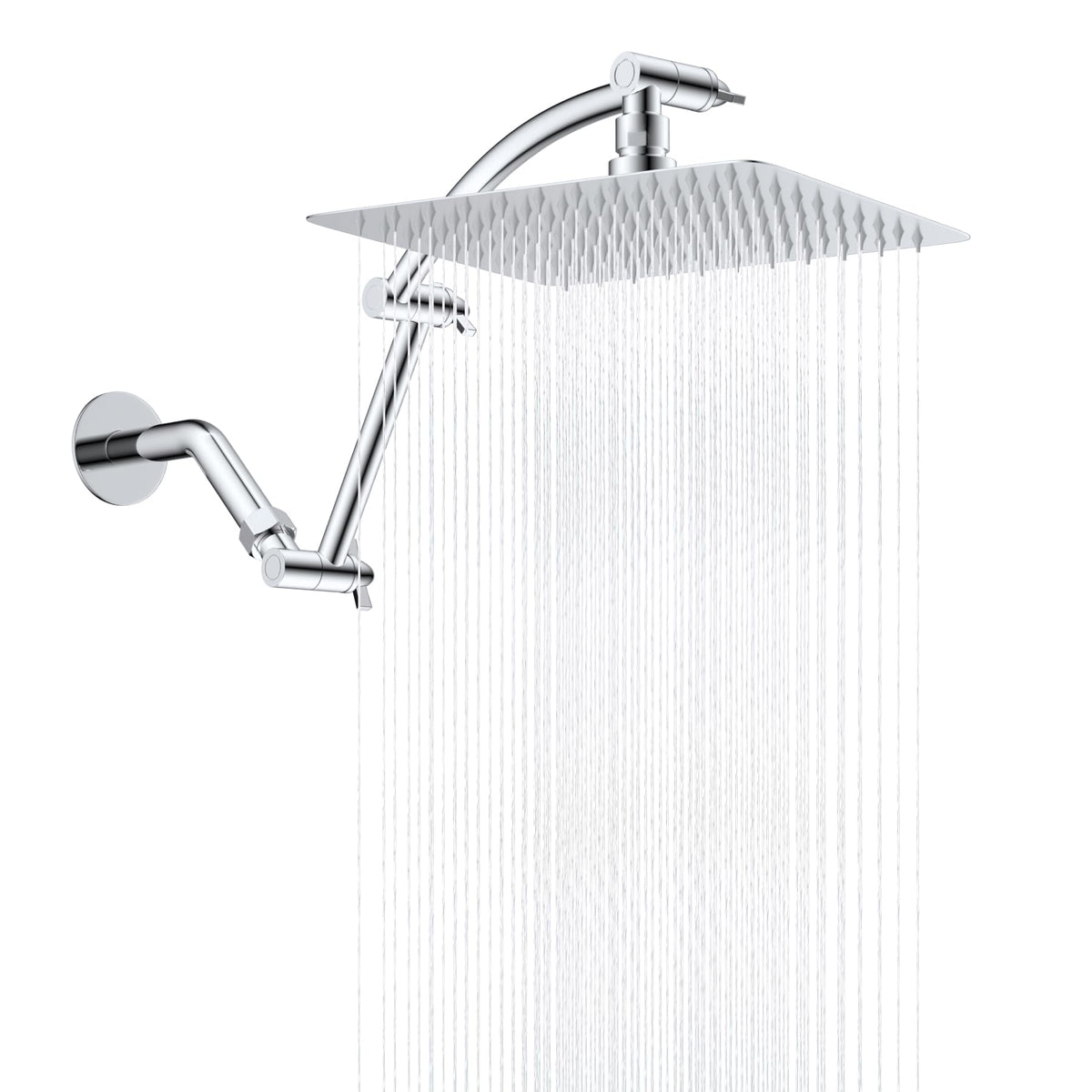 Hibbent all-metal cUPC rain shower head with 10-inch spray for powerful full-coverage showers.