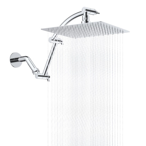 Hibbent all-metal cUPC rain shower head with 10-inch spray for powerful full-coverage showers.