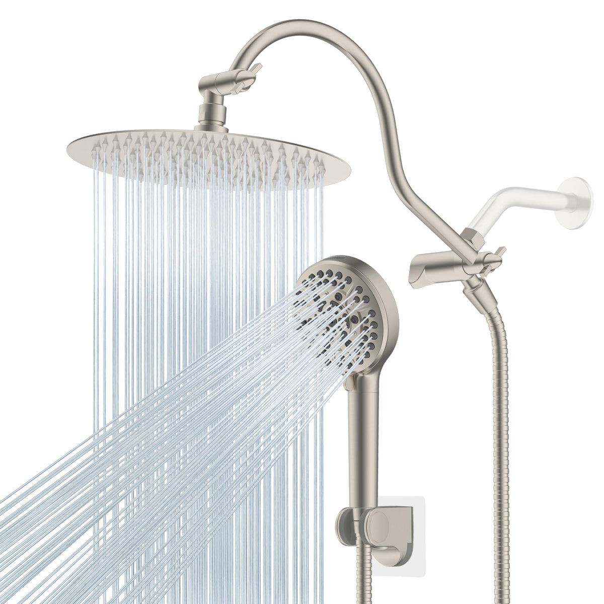 Hibbent all-metal CUPC shower head with 10-inch rainfall design for luxury showers.