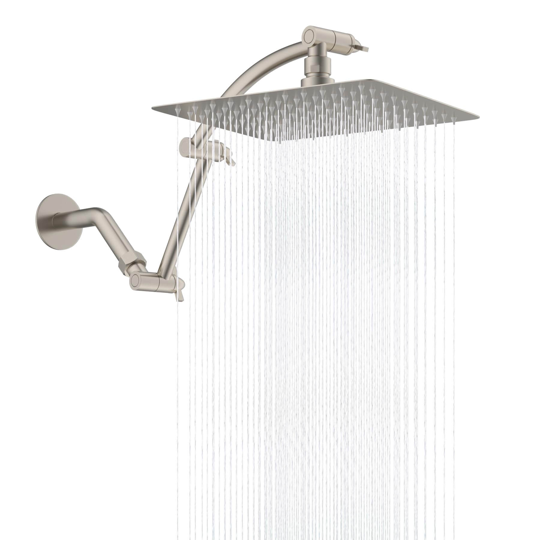 Hibbent all-metal rain shower head in brushed nickel offering powerful rainfall