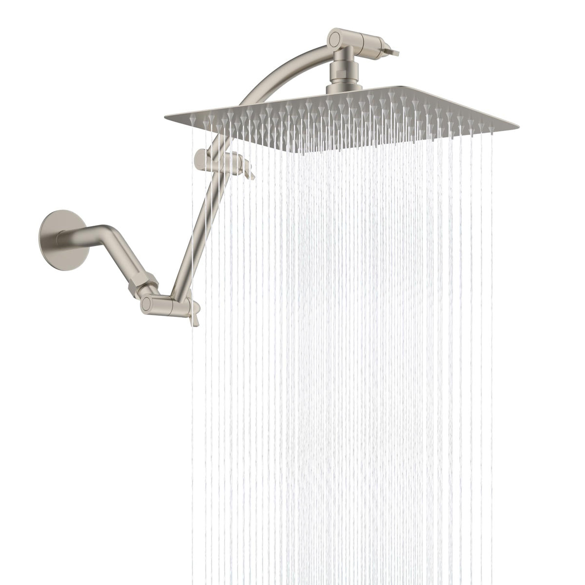 Hibbent all-metal rain shower head in brushed nickel offering powerful rainfall
