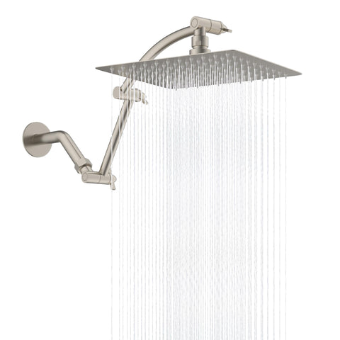 Hibbent all-metal rain shower head in brushed nickel offering powerful rainfall
