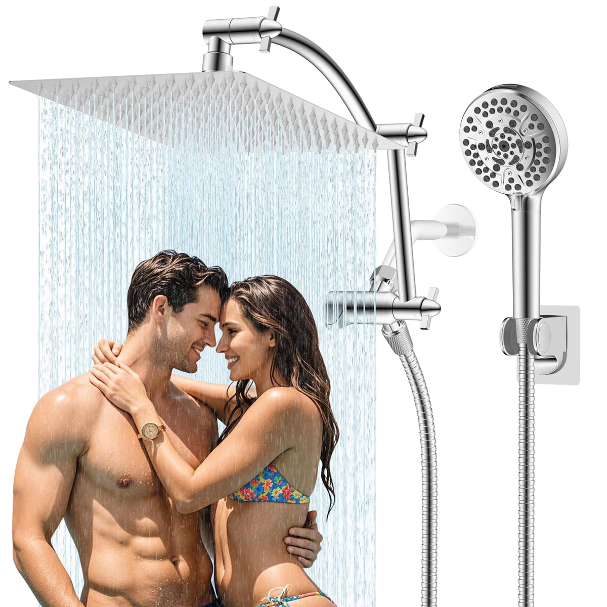 Hibbent all metal rain shower head 12x10 inches delivers luxurious, consistent rain spray.
