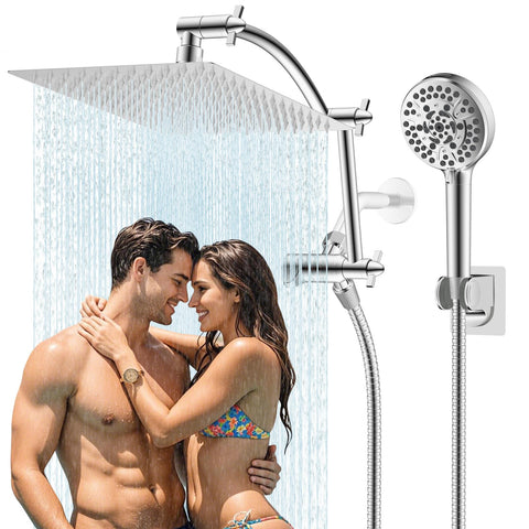 Hibbent all metal rain shower head 12x10 inches delivers luxurious, consistent rain spray.