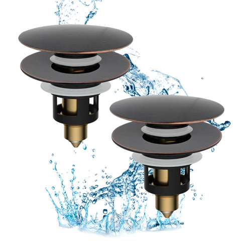 hibbent all-metal upgraded bathroom sink stopper showing universal fit and durable design