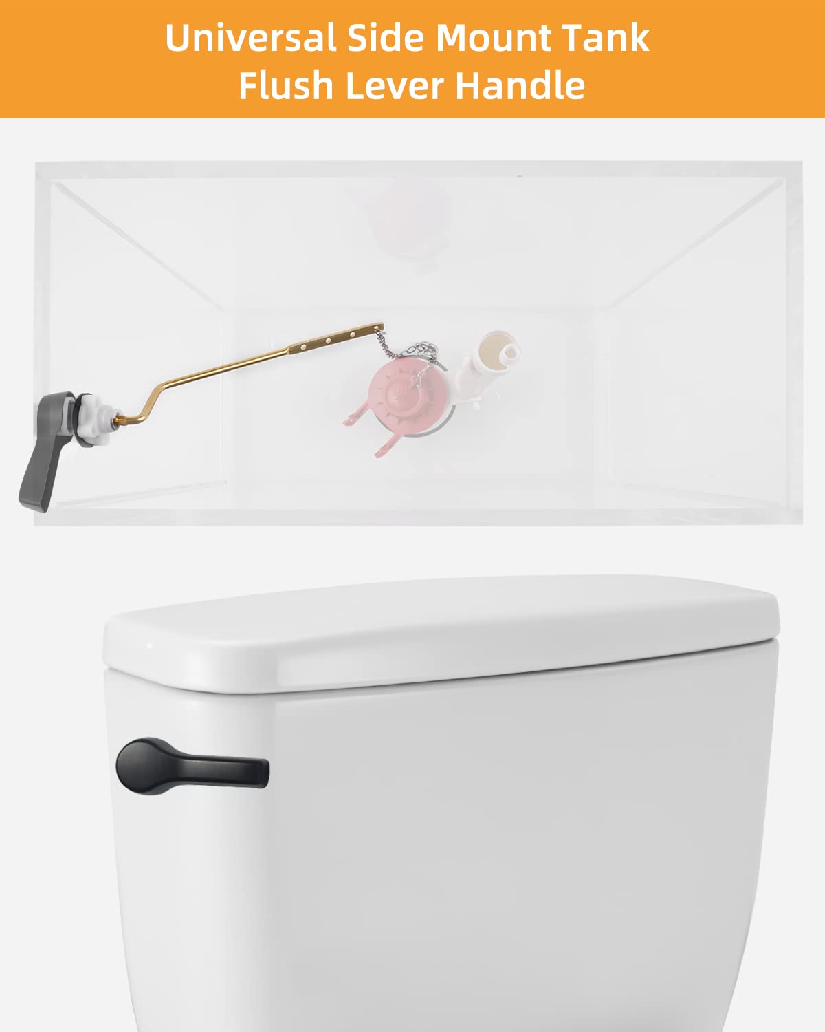 Hibbent angle-mount toilet lever installation parts including spud and nut.