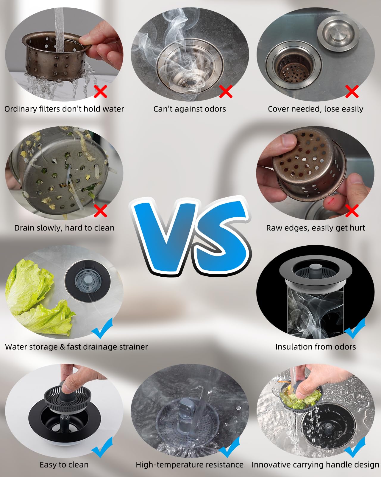 Hibbent anti-clogging basket filter capturing scraps without clogging