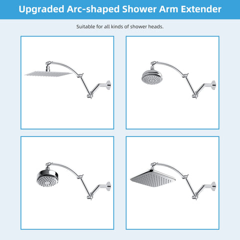 Hibbent arc-shaped height adjustment keeps the shower head properly oriented.