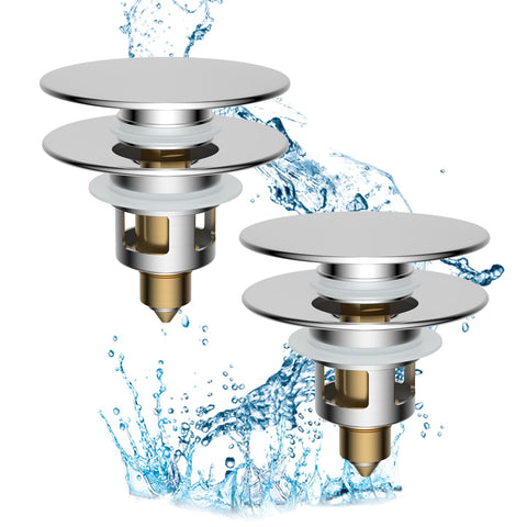 Hibbent chrome bathroom sink stopper provides a secure seal and drainage control.