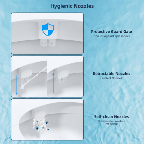 Adjustable temperature and pressure on the Hibbent bidet for a personalized wash.