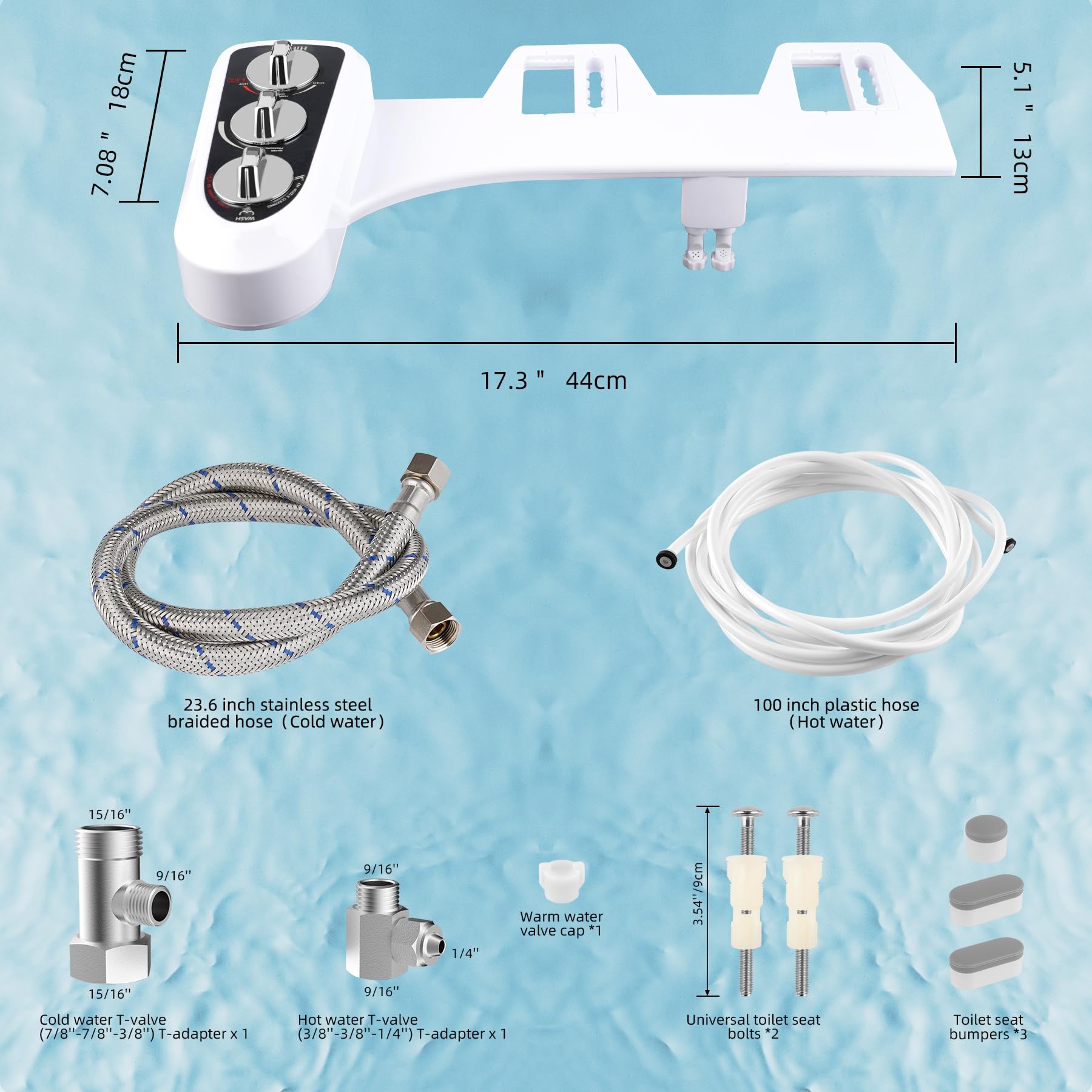 Hibbent compact mechanical bidet design fits under the toilet