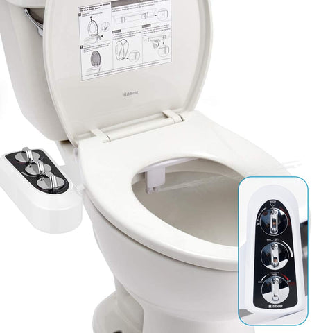 Hibbent bidet attachment front nozzle for precise front cleansing and comfort