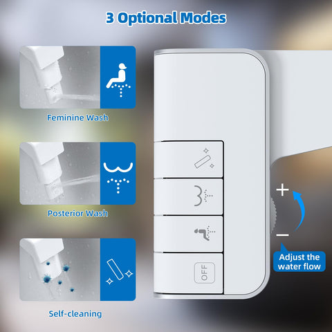 Hibbent bidet with dual self-cleaning nozzles for front and rear cleansing