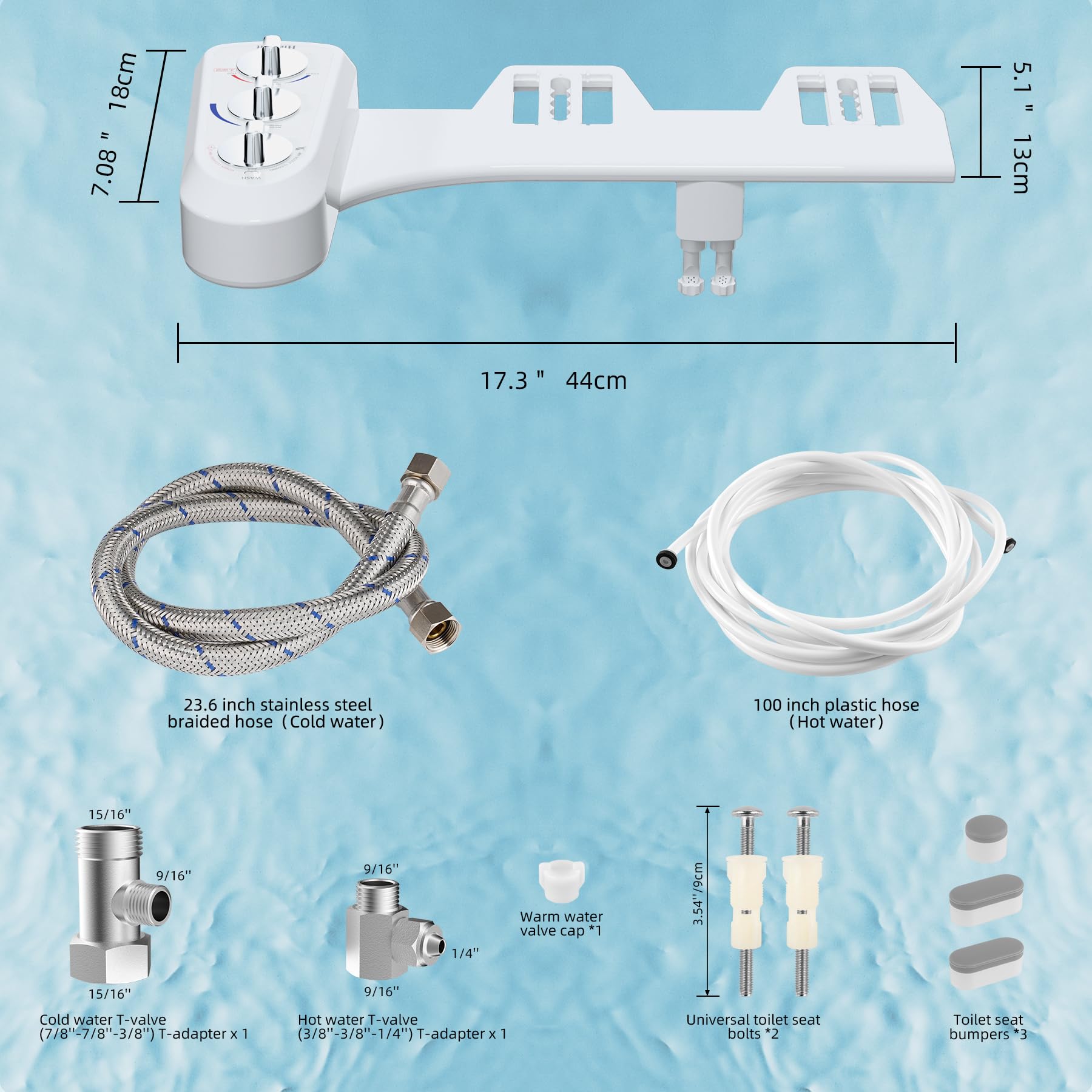 Hibbent bidet compatibility image emphasizes flexible fit with most toilets.