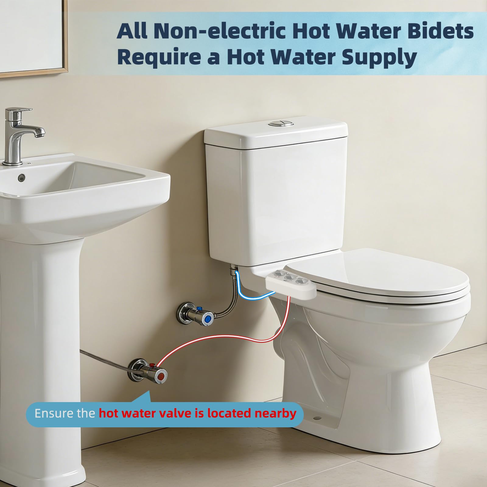 Hibbent bidet under-seat mount demonstrates space-saving design for compact bathrooms.
