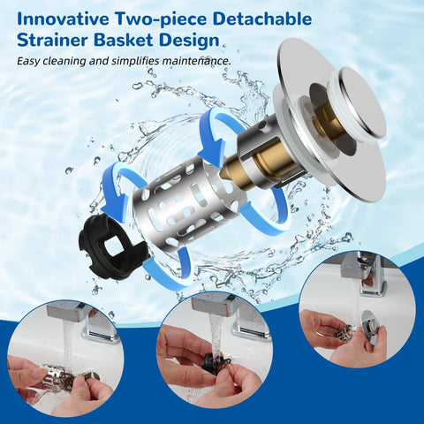 Hibbent brass-core pop-up mechanism provides durable, responsive operation.
