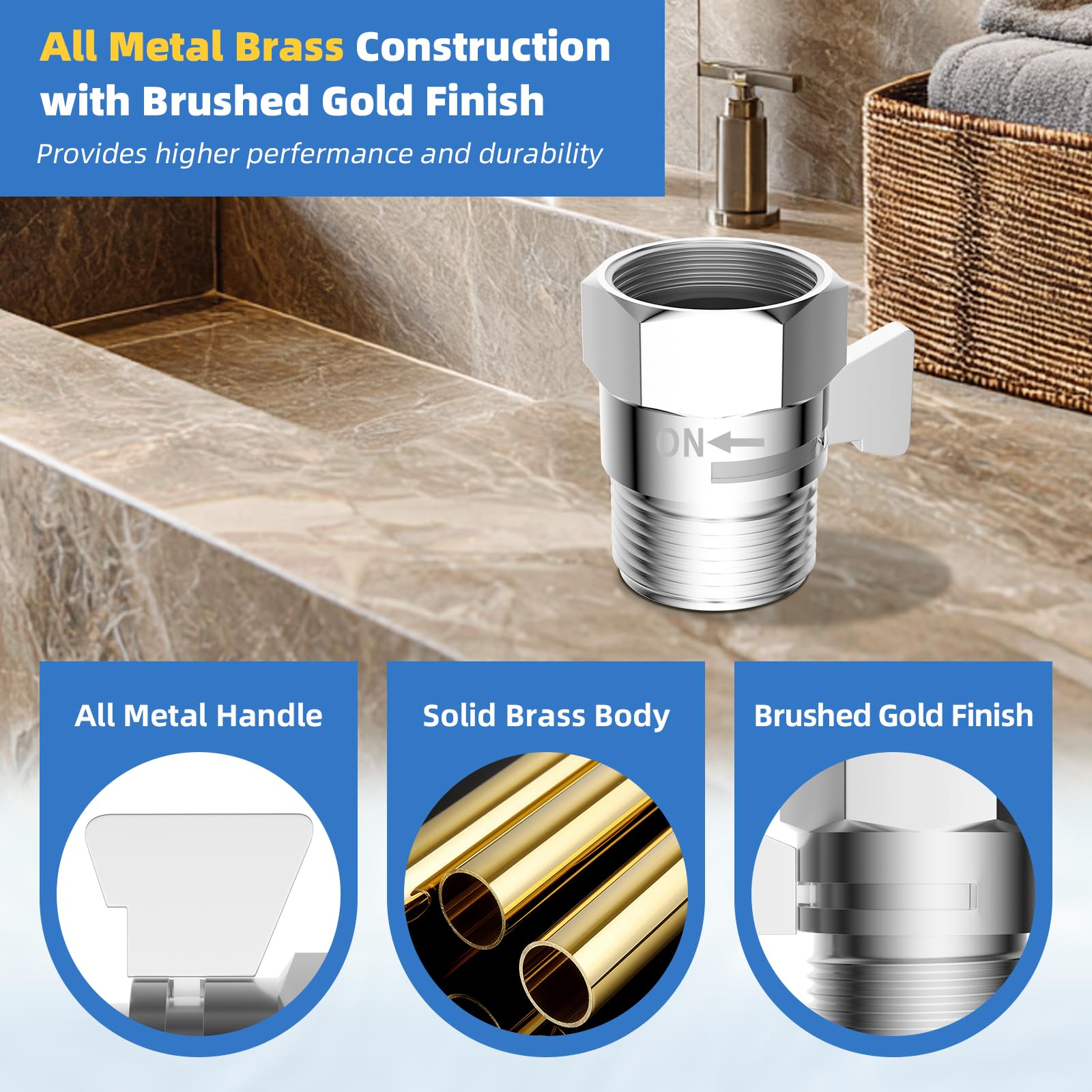 Hibbent brass shut-off valve with metal lever offers smooth, reliable shut-off