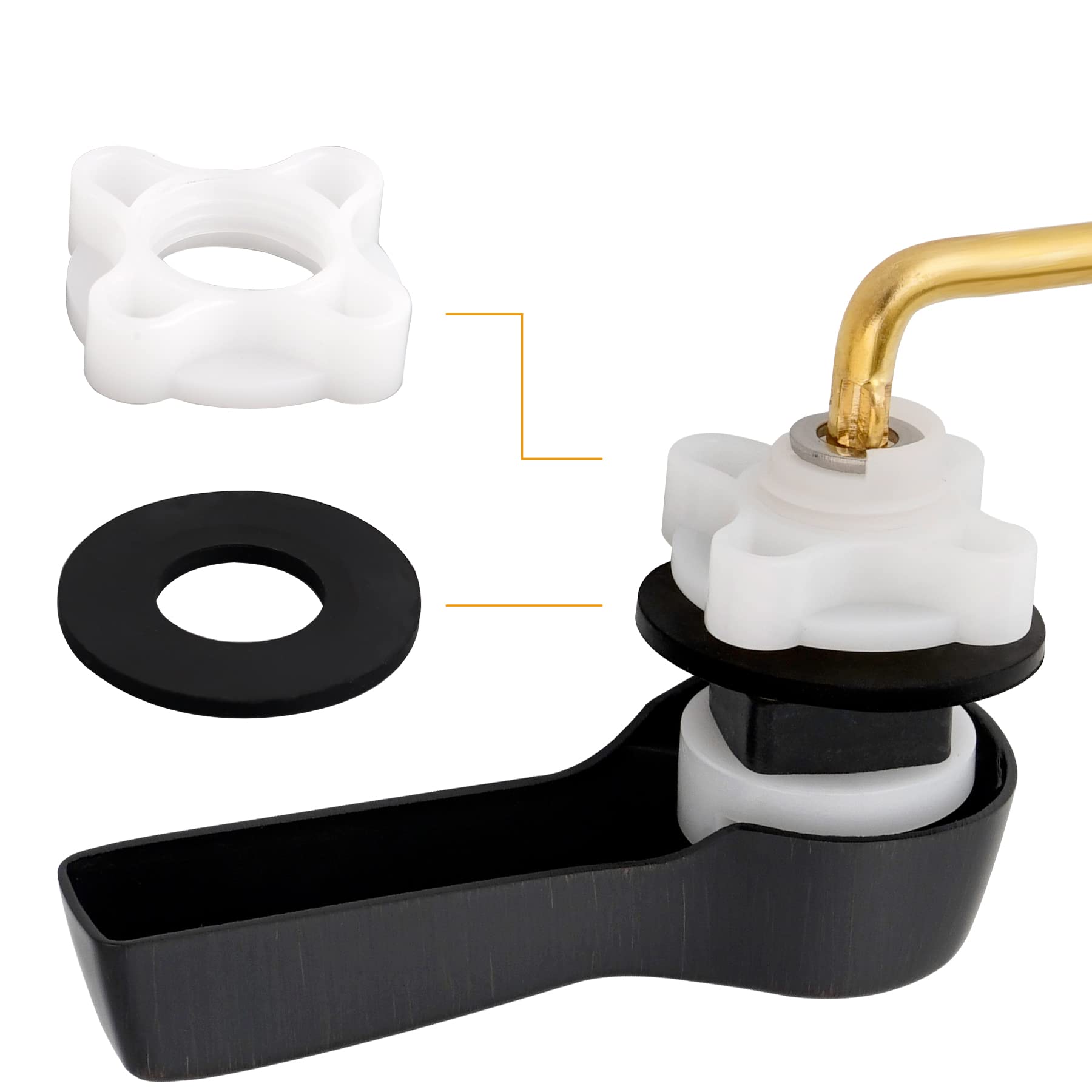 Hibbent brass lever with stainless steel flapper chains for reliable flushing.