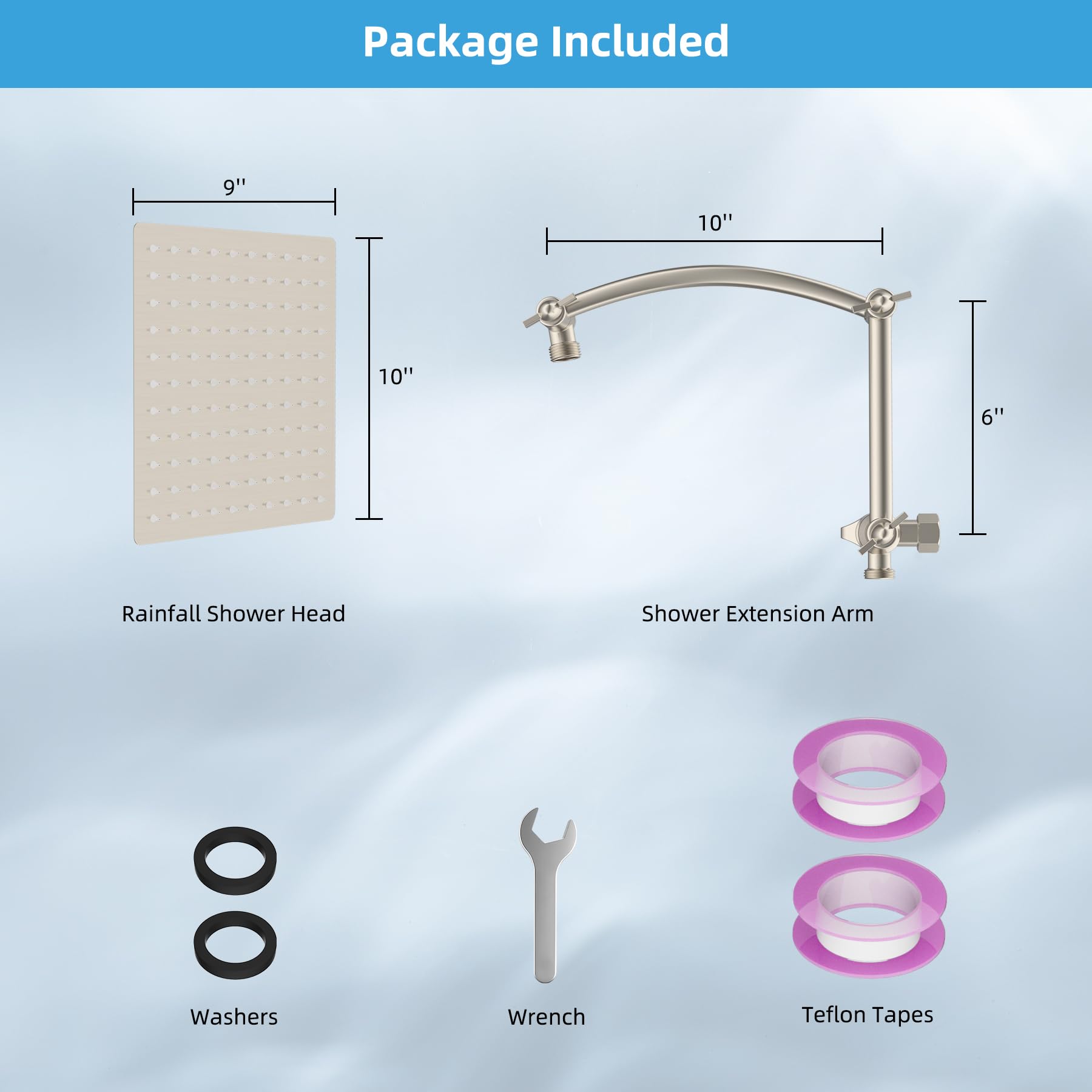 Hibbent brushed nickel finish shower head blends with modern bathrooms