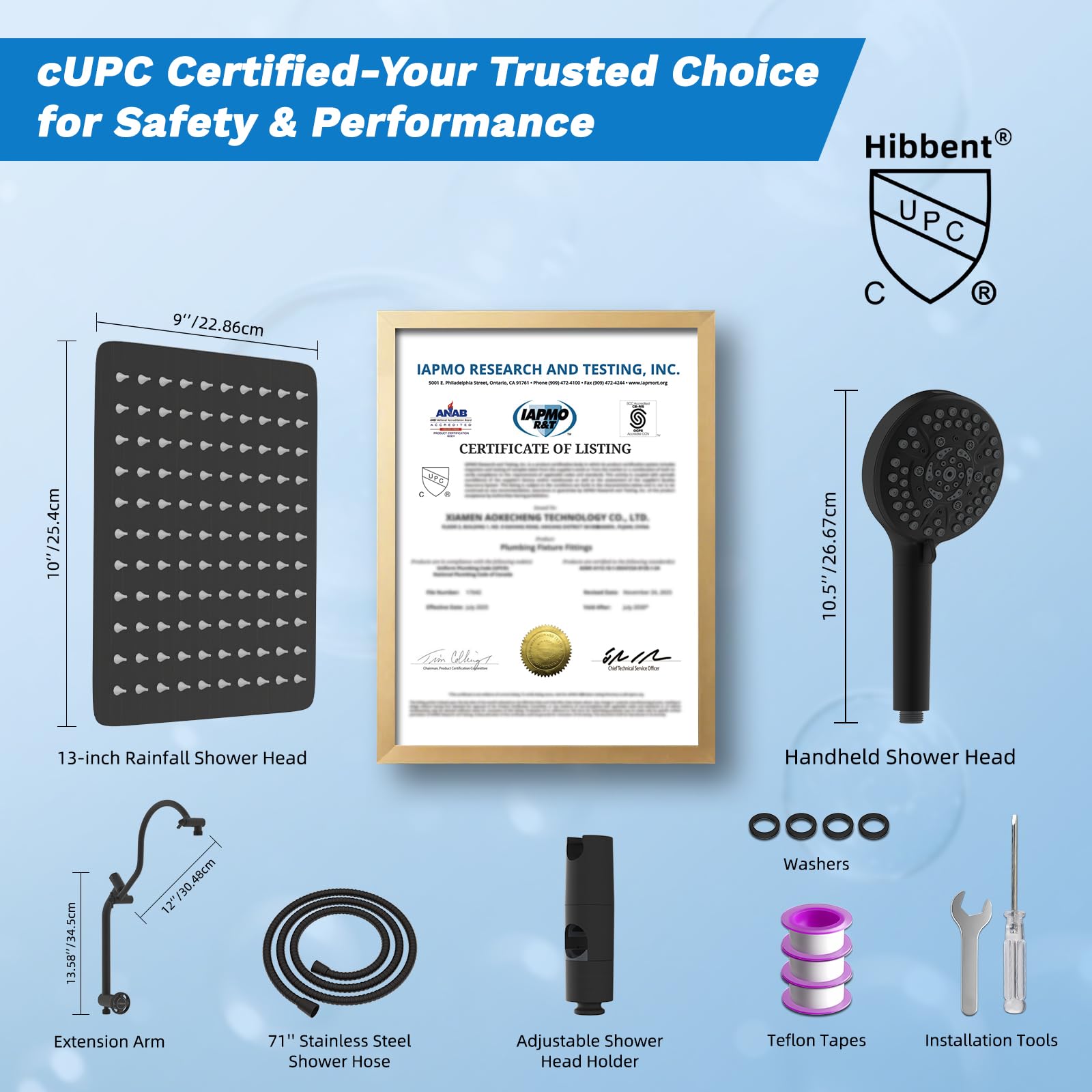 Hibbent cUPC-certified installation ensures safe compliance.