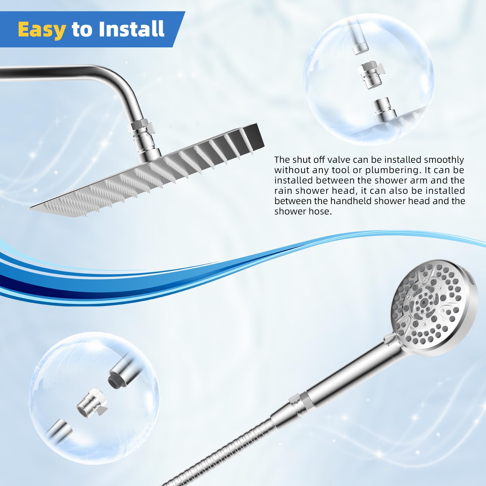 Chrome finish of Hibbent valve complements modern bathroom fixtures