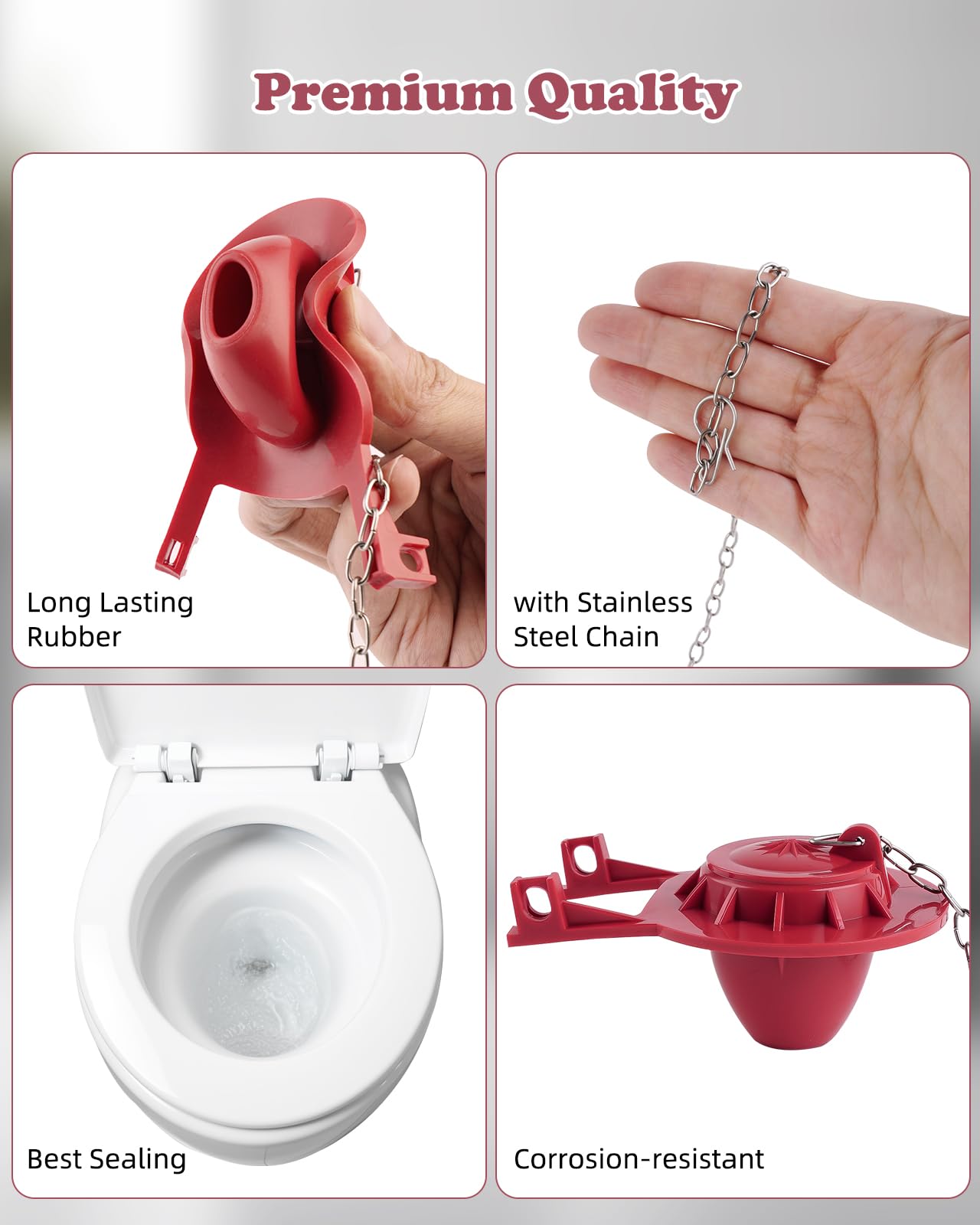 Hibbent chrome finish toilet trip lever highlights corrosion resistance and easy cleaning.