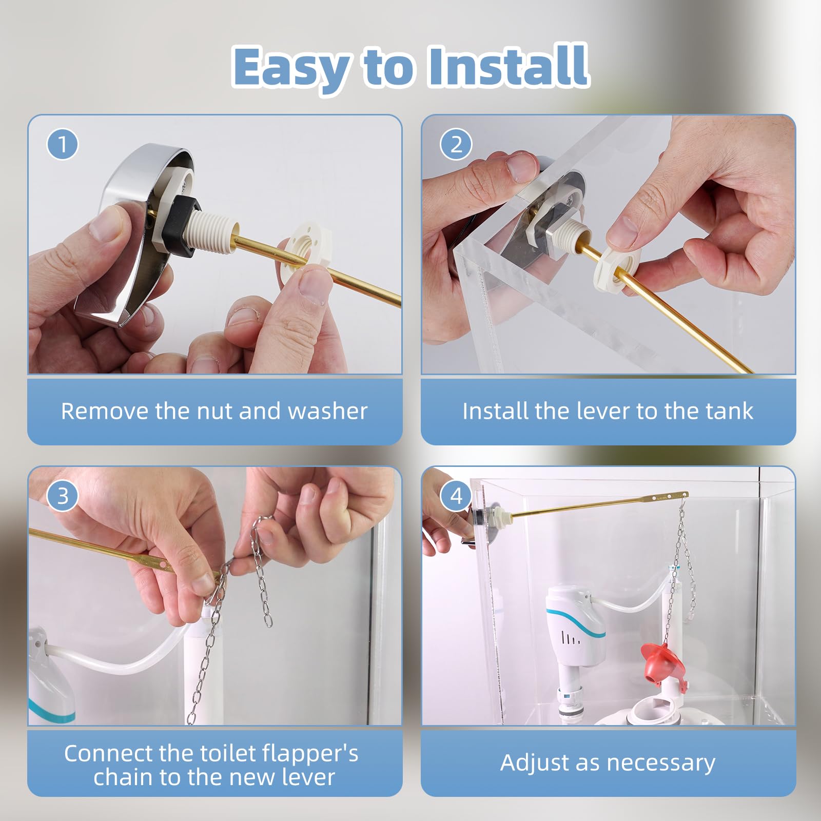 Hibbent chrome handle kit includes white and black nuts for tool-free tightening
